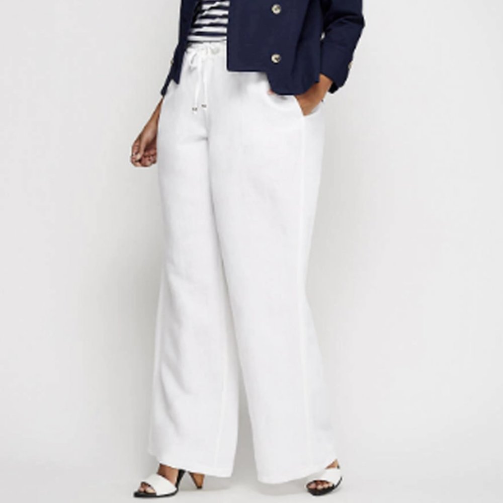 NWT Lane Bryant Pull-On Linen Blend Wide Leg Pant Size 22/24